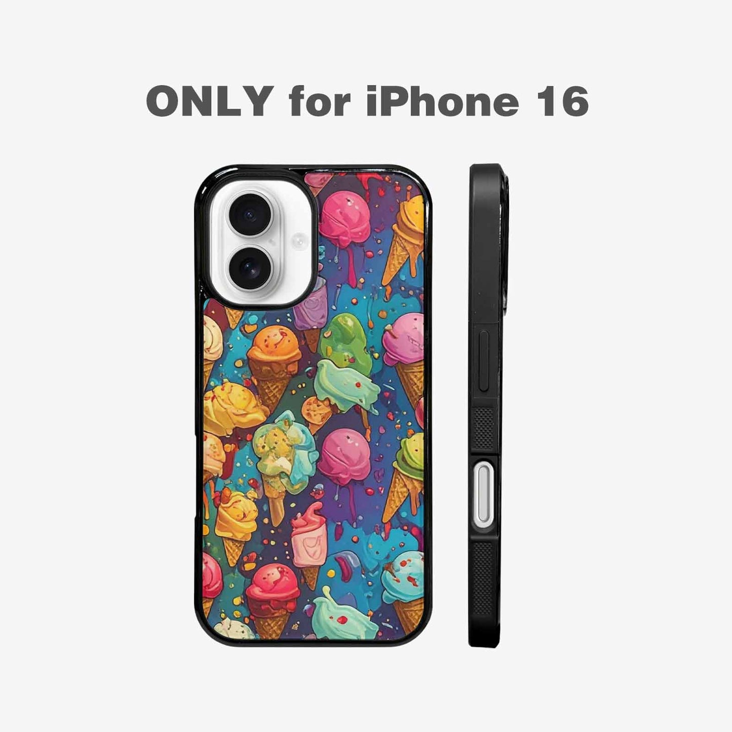 iPhone 16 Case — Ice Cream Motif Ice Cream Motifs, Custom Printed Phone Case