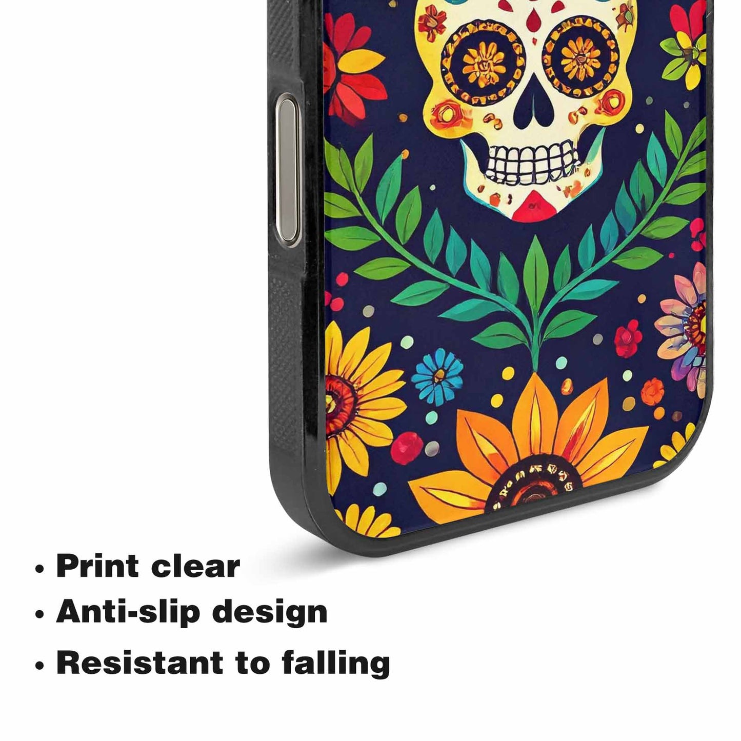 iPhone 16 Pro Case — Sunflowers And Skulls, Custom Printed Phone Case