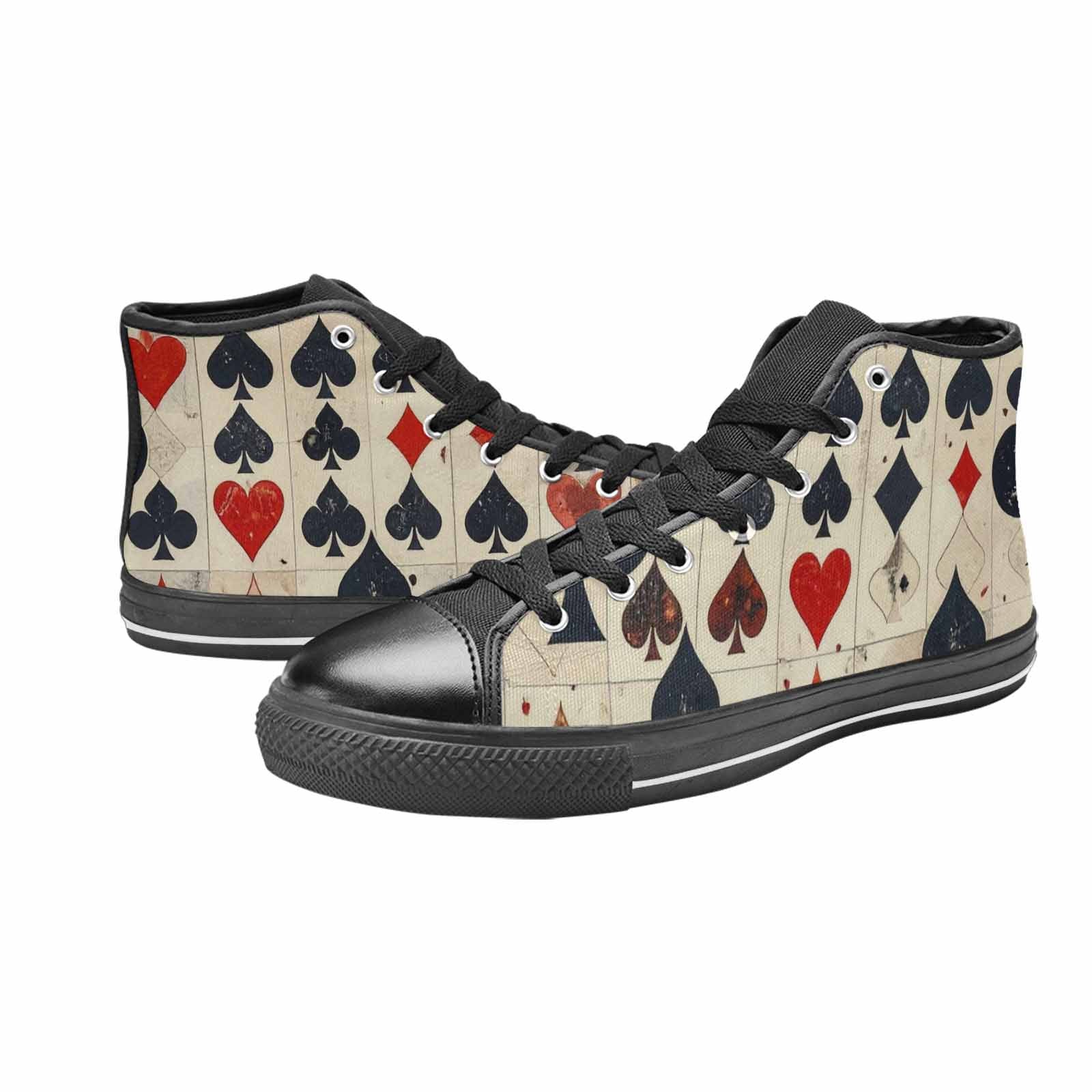 WOMEN'S Playing Card Suit High Top Canvas Neon Fantasy Custom Sneakers