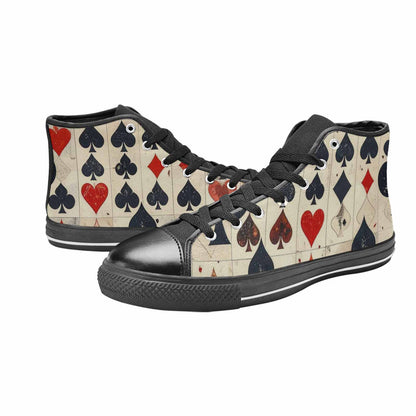 WOMEN'S Playing Card Suit High Top Canvas Neon Fantasy Custom Sneakers