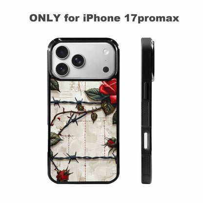 iPhone 17 Pro Max Case — Glossy Barbed Wire Original Art, Custom Print Case Cover