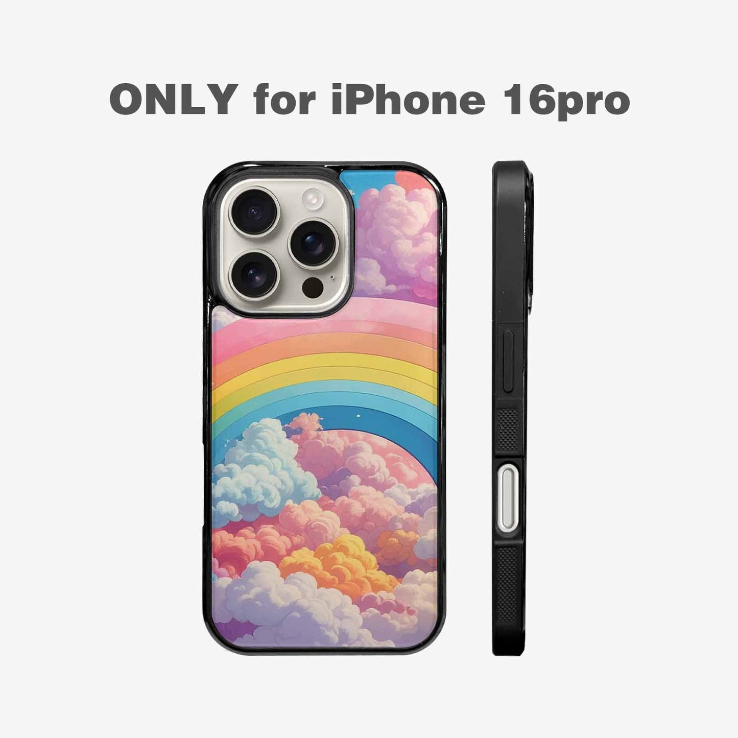 iPhone 16 Pro Case — Cloud And Rainbow Burst Pattern Hundreds, Custom Designed Case Cover