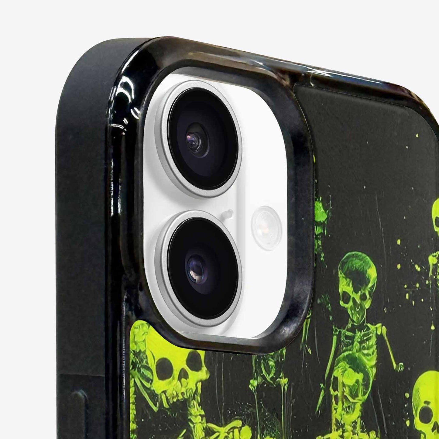 iPhone 16 Plus Case — Skeletons Neon Green Glow Skeletons Pattern, Unique Phone Case Design
