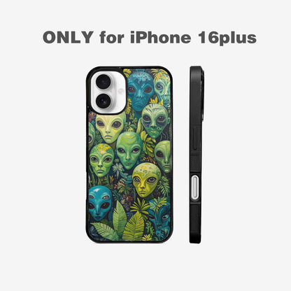iPhone 16 Plus Case — Aliens Pattern Hundreds Of Sma Bcn, Custom Art Phone Cover