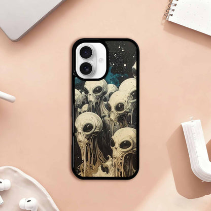 iPhone 17 Case — Melting Aliens Pattern Alien Scifi, Unique Phone Case Design