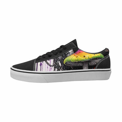 WOMEN'S Mushrooms Black & Purple Ink Canvas Unique Print Neon Fantasy Limited Edition Sneakers