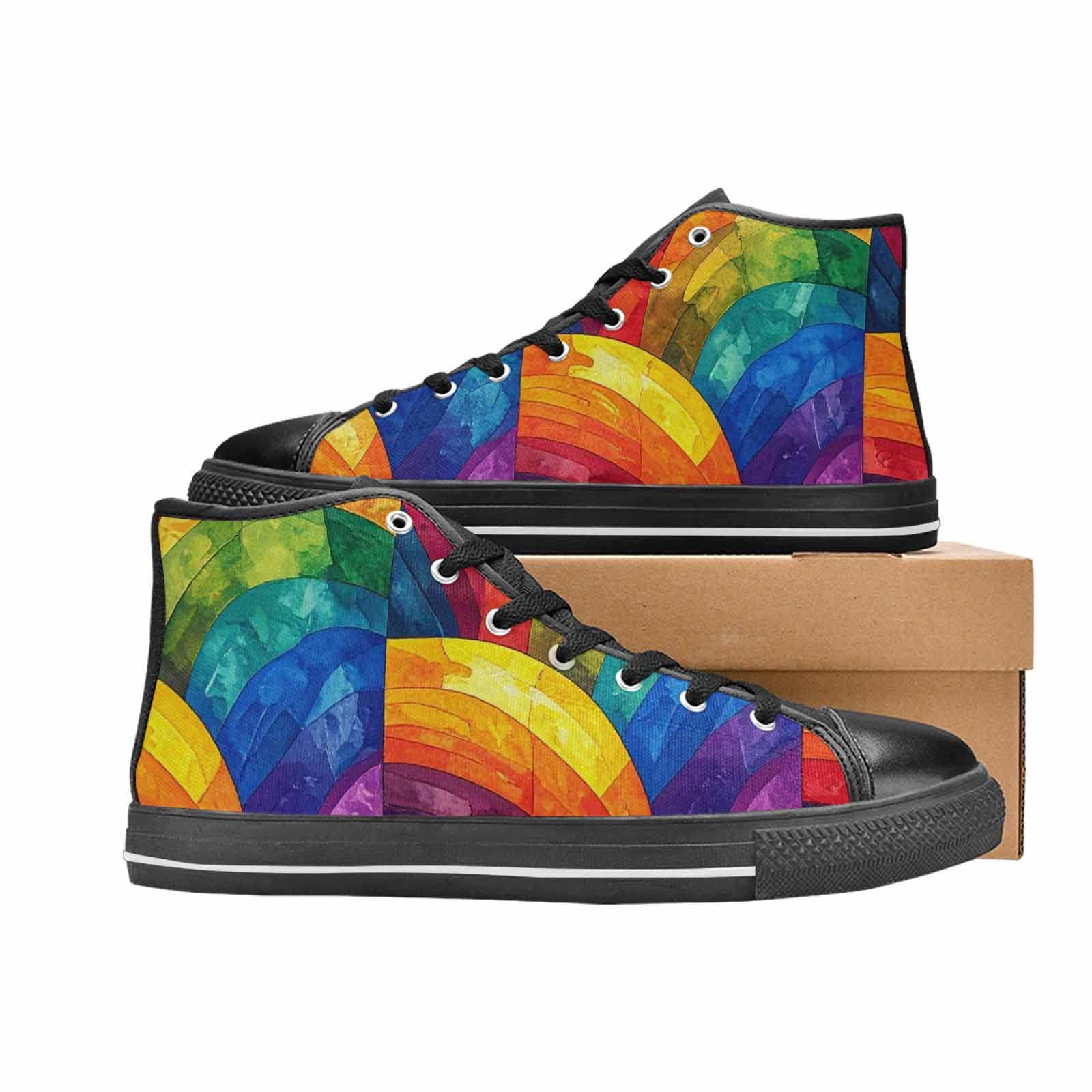 MEN'S Rainbow Pride Flag High Top Canvas Y2K Sneakers