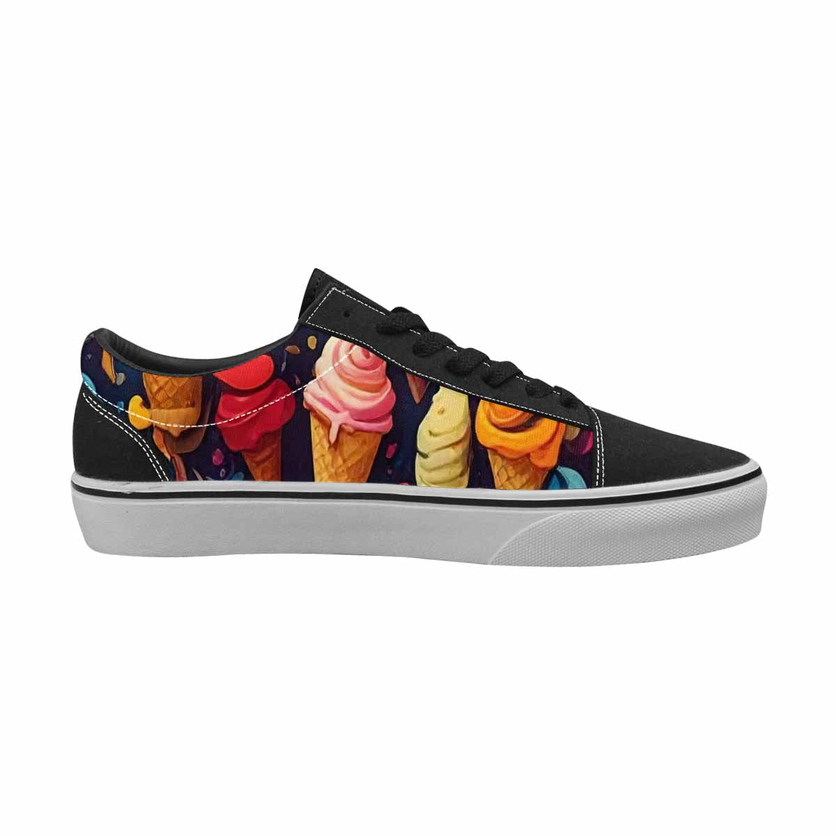 WOMEN'S Ice Cream Motif Lace-Up Canvas Dark Academia Sneakers