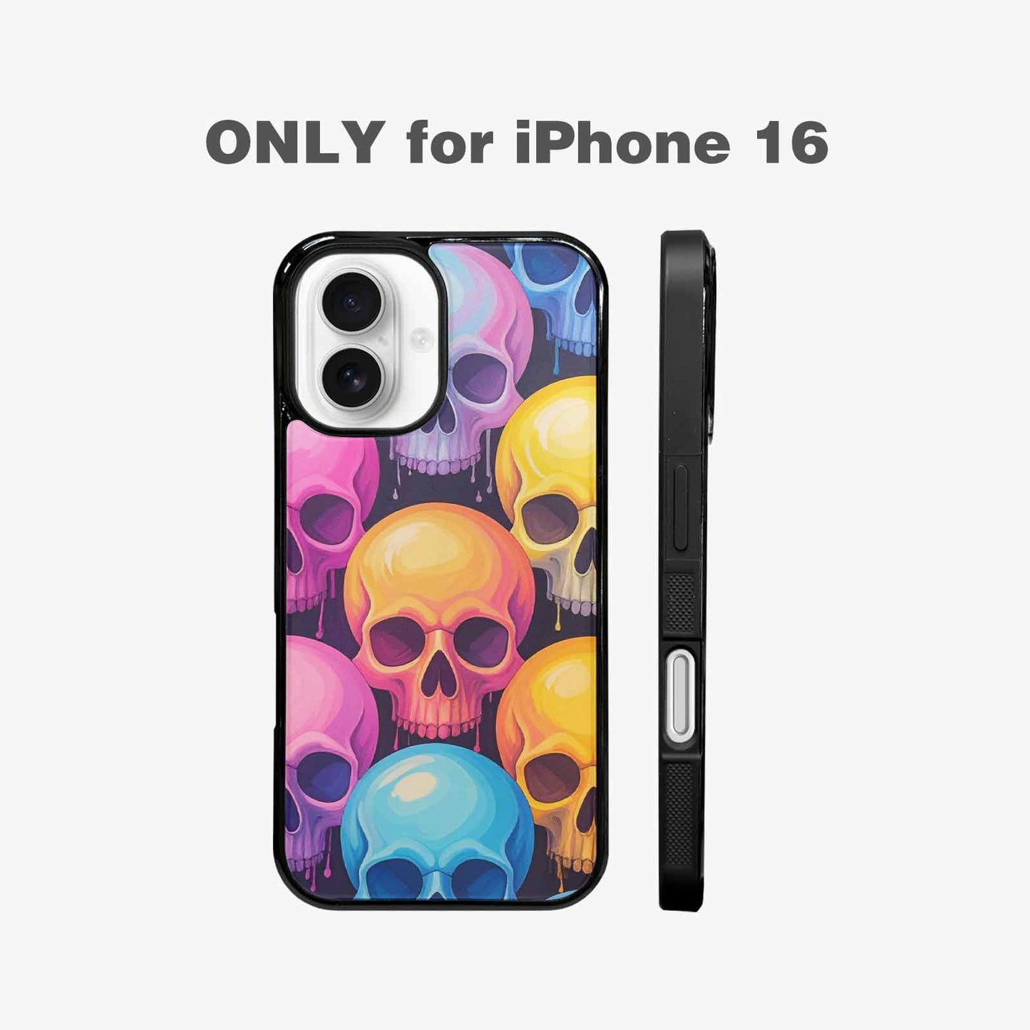 iPhone 16 Case — Dripping Candy Skulls, Custom Designed Case Cover