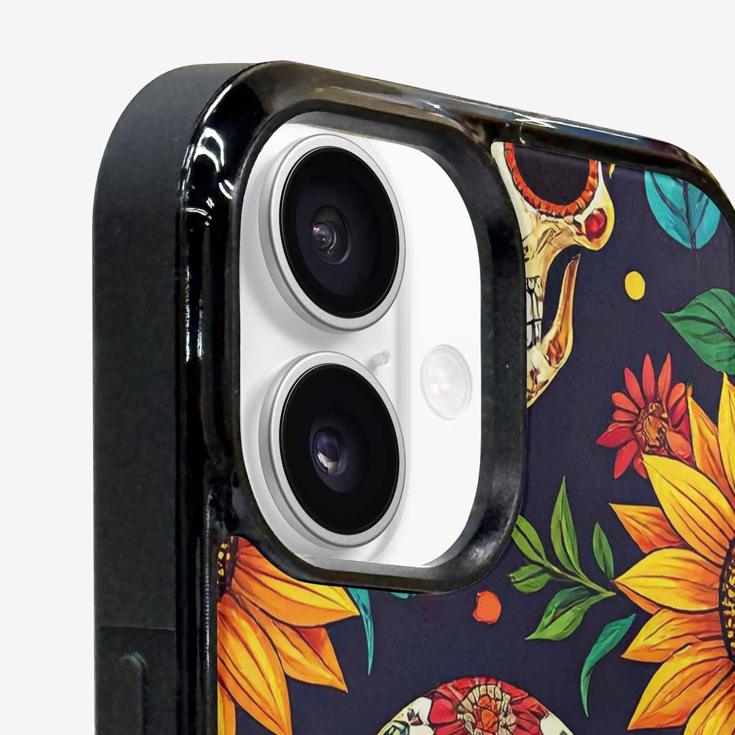 iPhone 16 Case — Sunflowers Hundreds Of Skulls Art Seamless, Customized Protective Case