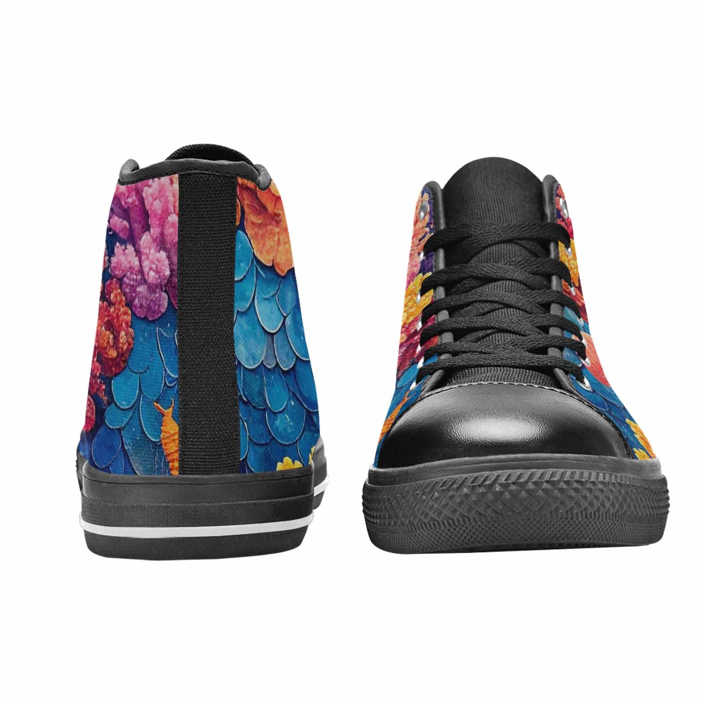 MEN'S Fish Scale Coral High Top Canvas Vivid Custom Sneakers