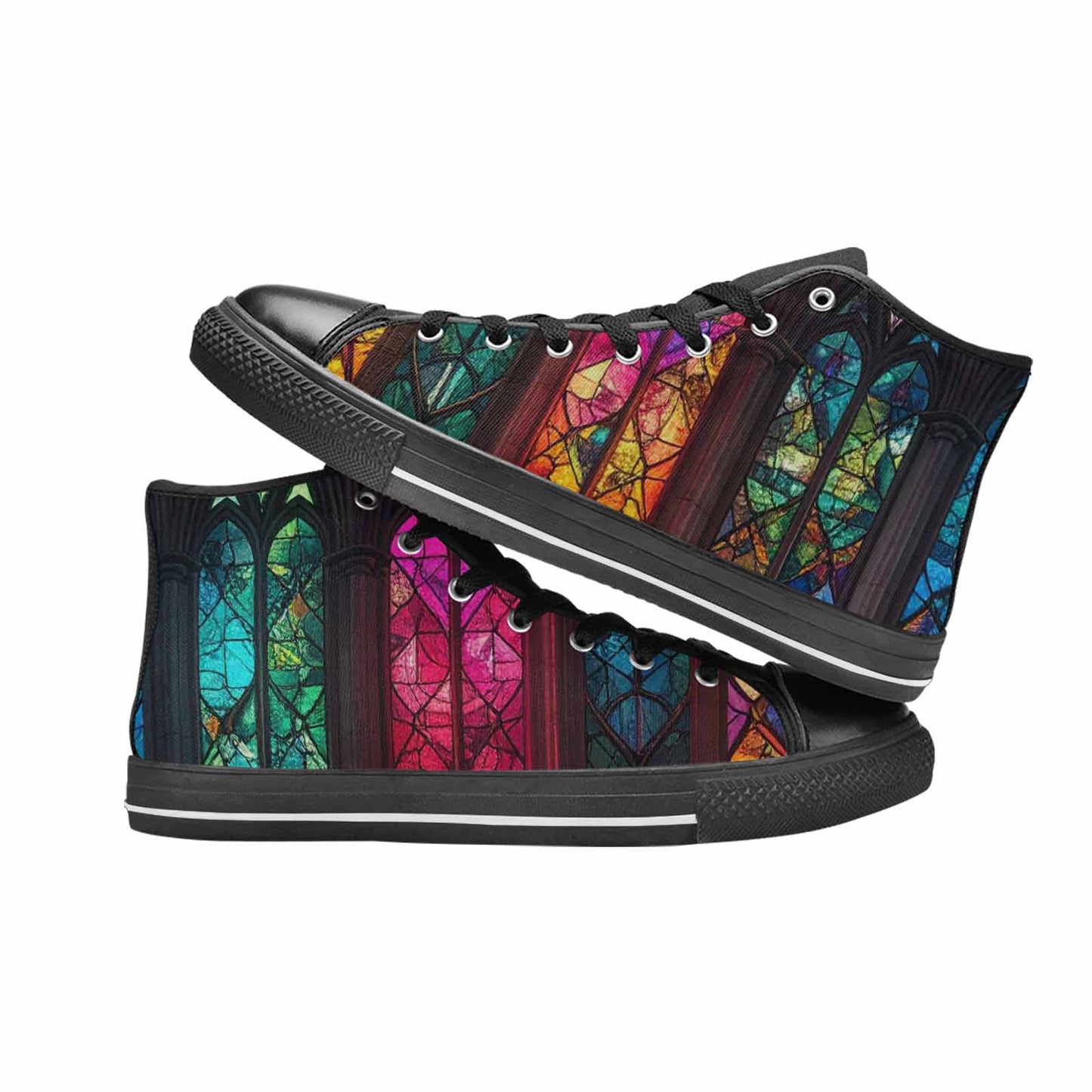 WOMEN'S Stained Glass Cathedral High Top Canvas Cottagecore Custom Shoes