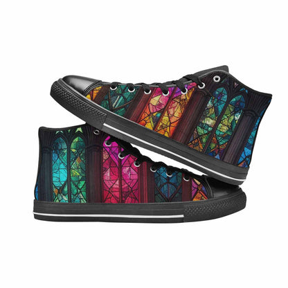 WOMEN'S Stained Glass Cathedral High Top Canvas Cottagecore Custom Shoes