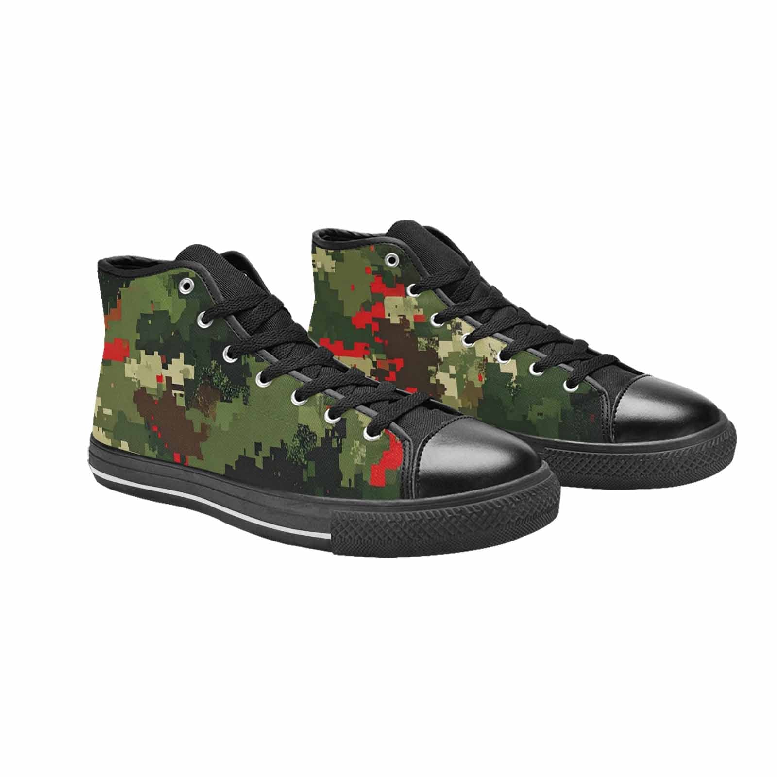 WOMEN'S Military Camouflage Blotch High Top Canvas Grunge Custom Shoes