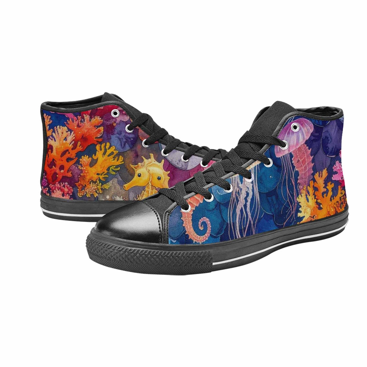 MEN'S Fish Scale Coral High Top Canvas Neon Fantasy Shoes