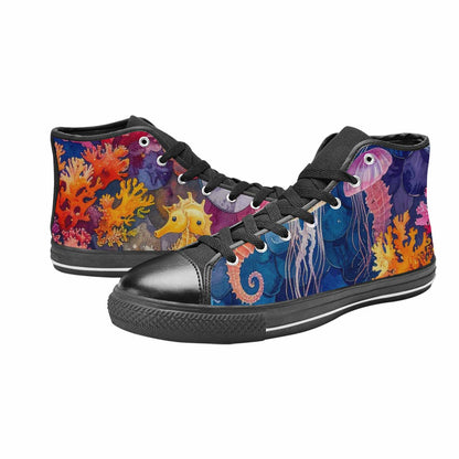 MEN'S Fish Scale Coral High Top Canvas Neon Fantasy Shoes
