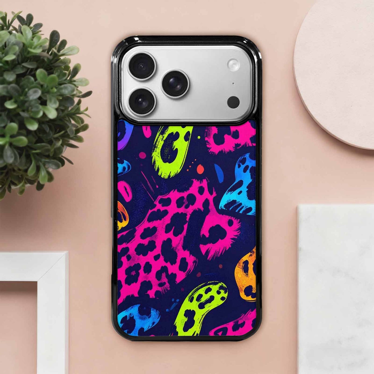 iPhone 17 Pro Max Case — Leopard Print Neon Seamless Animal Print, Custom Phone Case