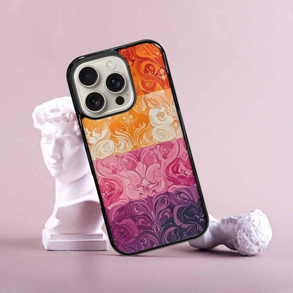 iPhone 16 Pro Case — Lesbian Flag Color Theme Small Rainbow, Custom Art Phone Cover