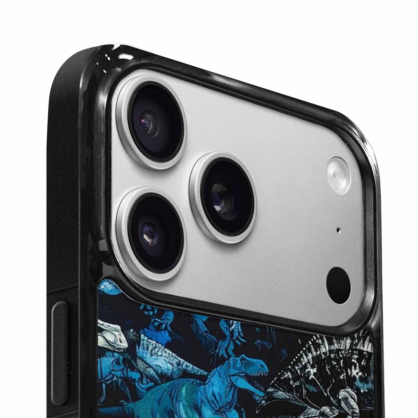 iPhone 17 Pro Case — Black Blue Ink Dinosaur Burst Original, Custom Made Phone Cover