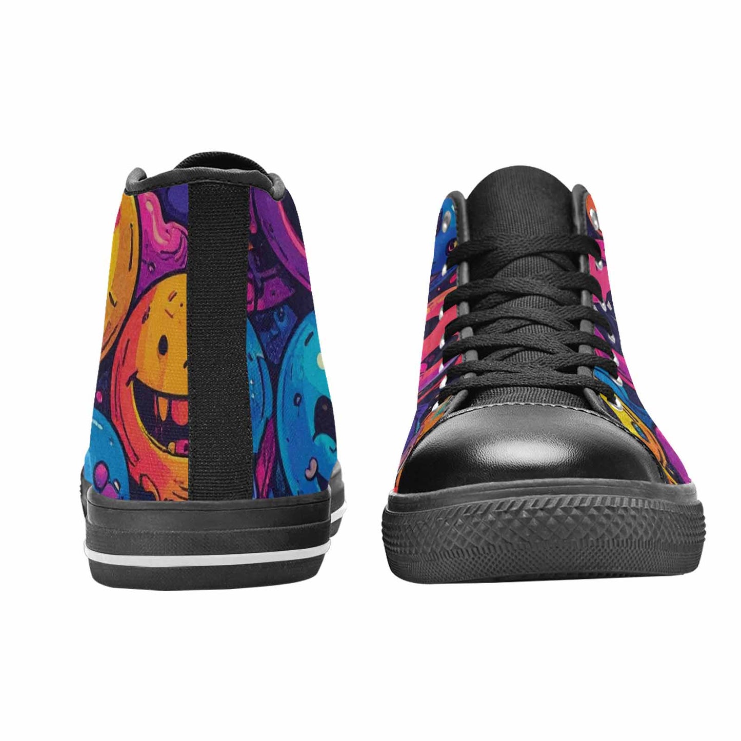 MEN'S Yellow Smiley Face High Top Canvas Y2K Custom Shoes