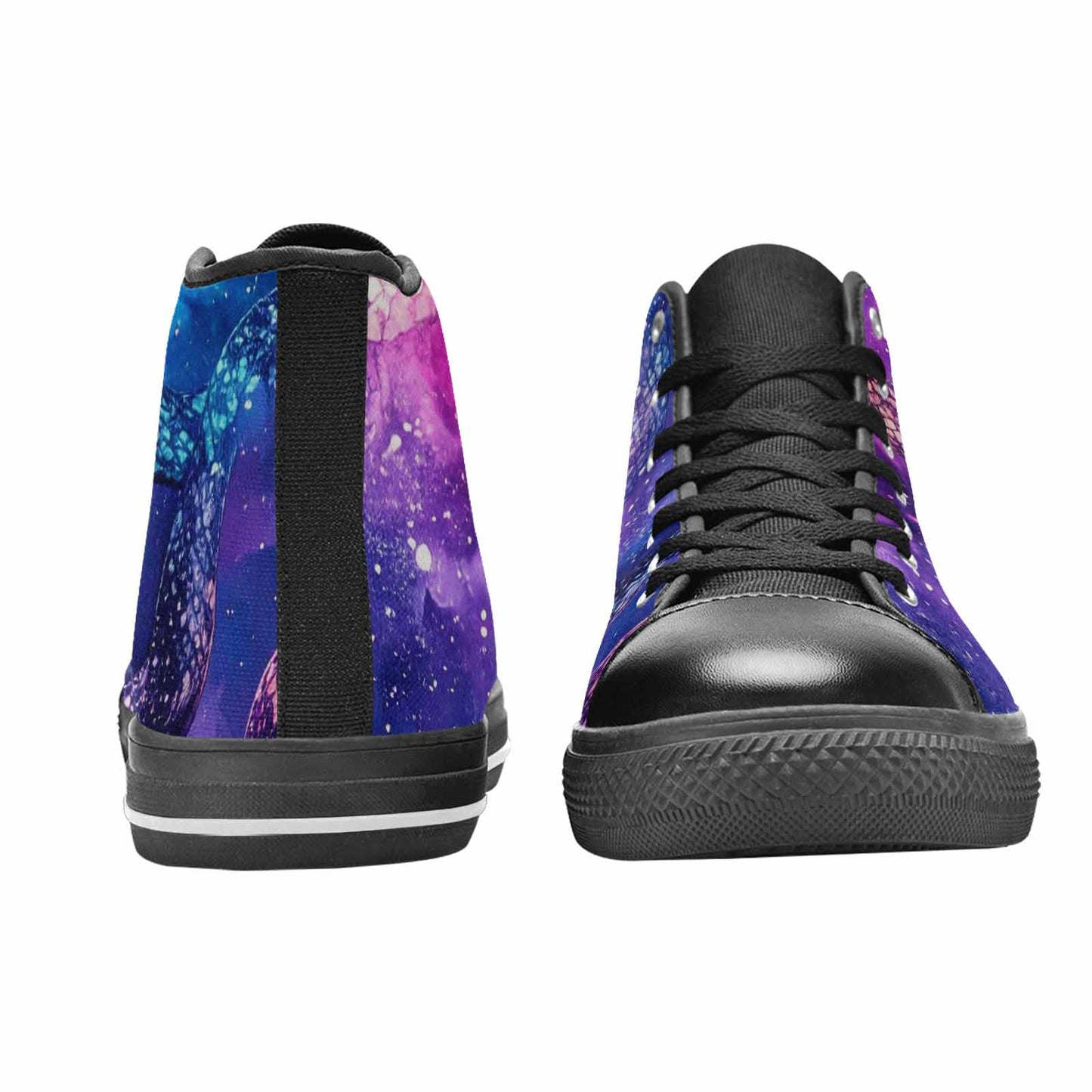 WOMEN'S Galaxy Snake Print High Top Canvas Wallpaper Art Sneakers