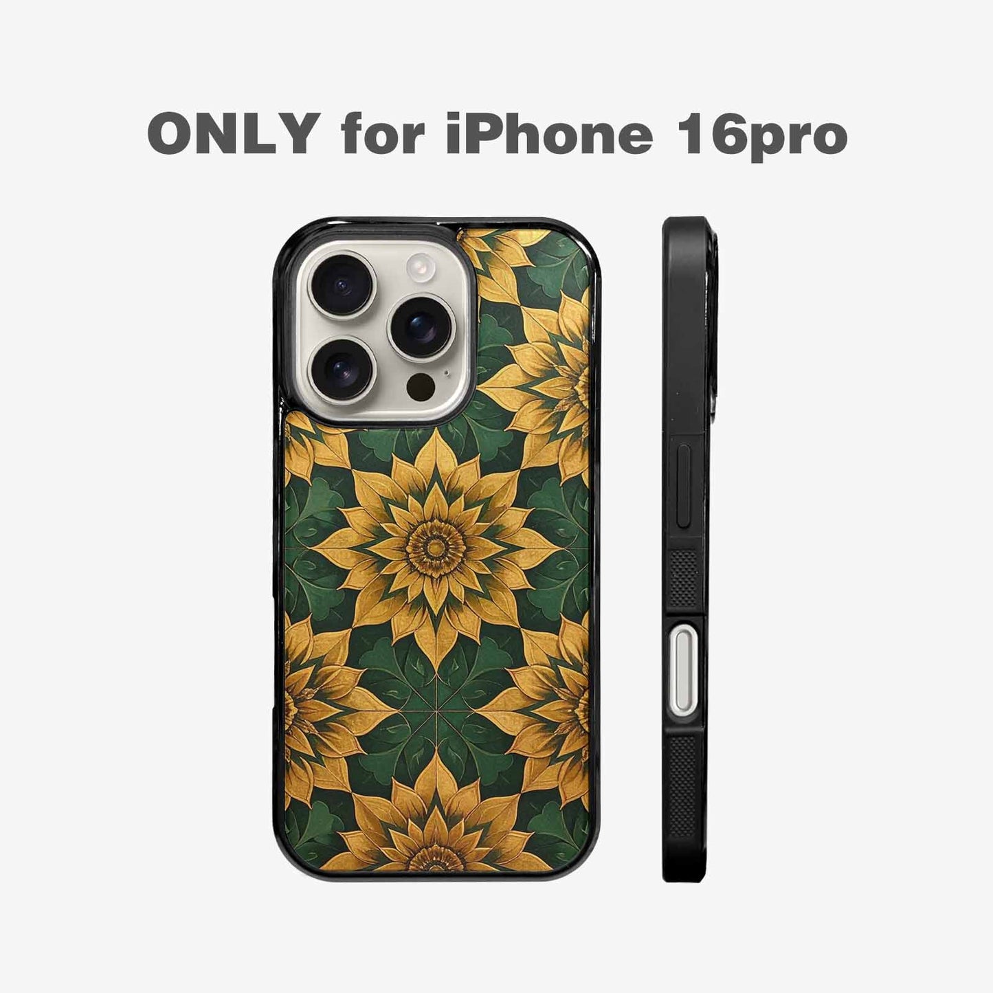 iPhone 16 Pro Case — Sunflower Mandala Kaleidoscope Custom, Custom Print Case Cover
