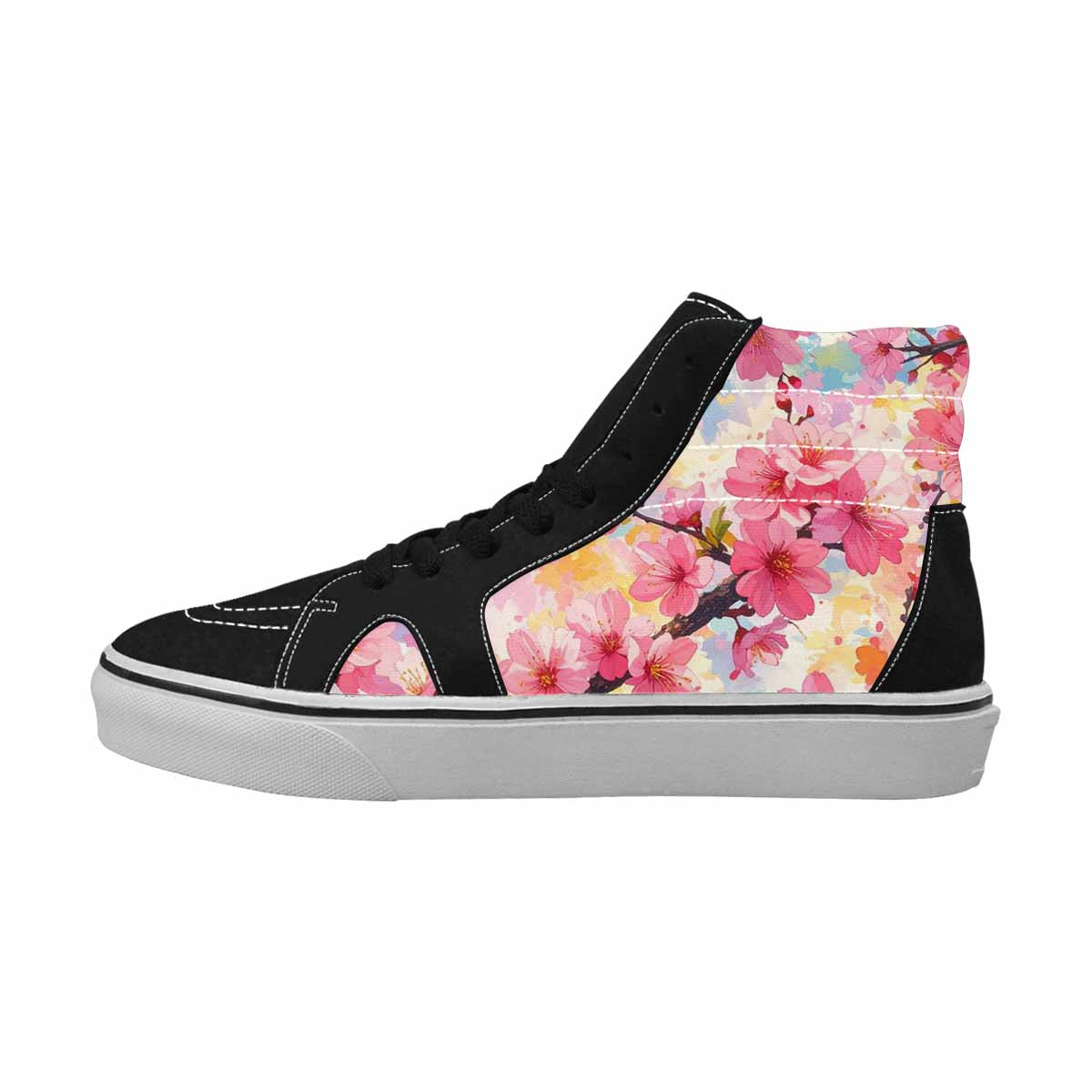 MEN'S Cherry Blossom Branch Cherry High Top Canvas Vibrant Chaos Custom Sneakers