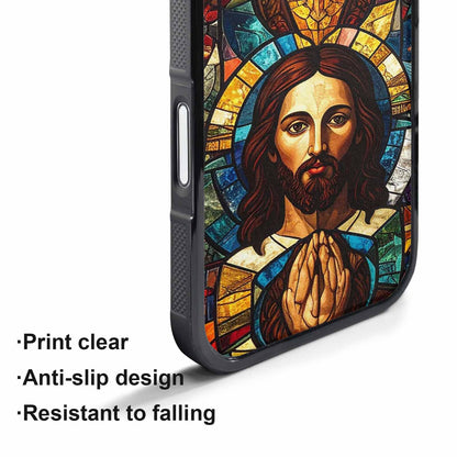 iPhone 17 Pro Max Case — Jesus Face Small Cross Original Art, Original Design Phone Case