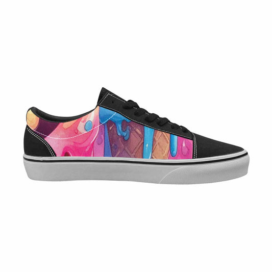 WOMEN'S Melting Icecream Cone Monster Canvas Lace-Up Wallpaper Art Custom Sneakers