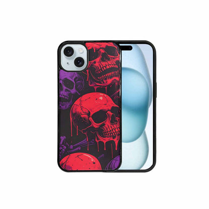iPhone 15 Plus Case — Red Purple Skeletons Neon Drip Melting, Custom Art Phone Cover