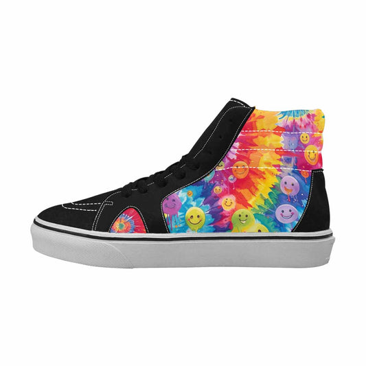 MEN'S Smiley Facessmiley Faces  High Top Canvas Kaleidoscope Sneakers