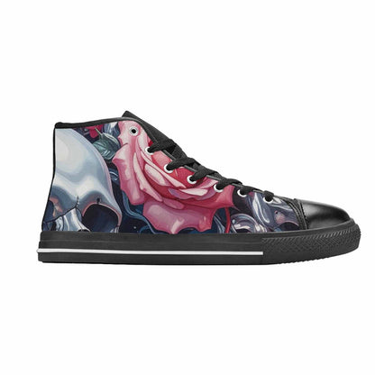 WOMEN'S Skulls Roses Chrome Airbrush High Top Canvas Y2K Custom Shoes
