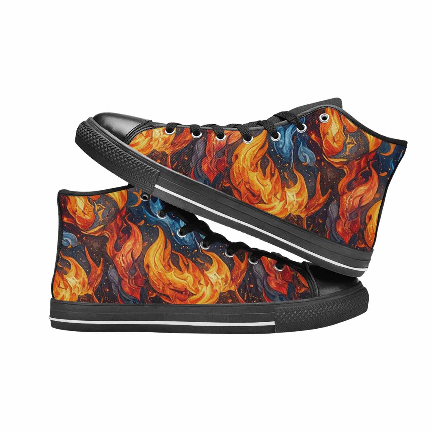 WOMEN'S Fire Flame High Top Canvas Wallpaper Art Shoes