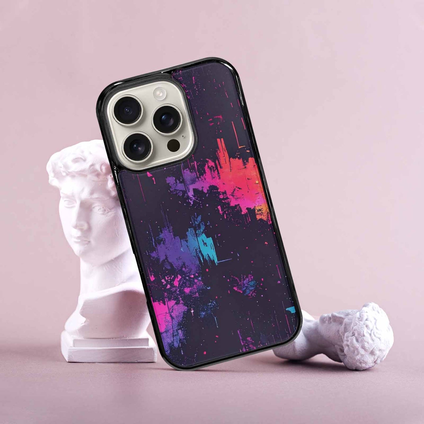 iPhone 16 Pro Case — Glitch Dark Art Seamless Pattern Vibrant, Custom Art Phone Cover