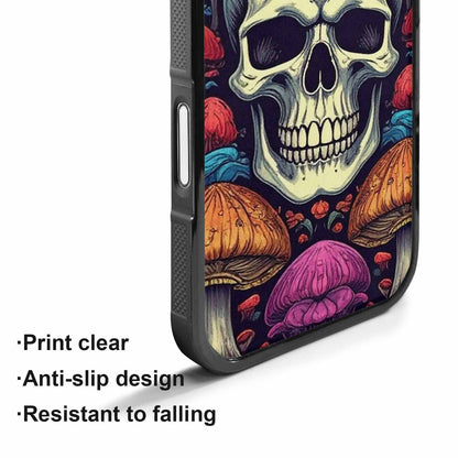 iPhone 17 Case — Mushroom Skull Art Seamless Gothic Skulls, Custom Printed Phone Case