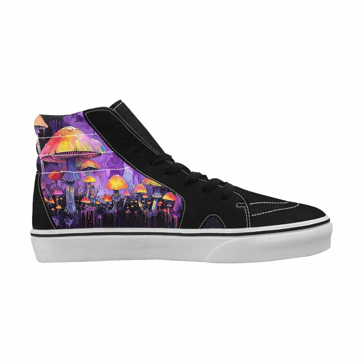 MEN'S Rainbow Drip Mushrooms High Top Canvas Kaleidoscope Custom Sneakers