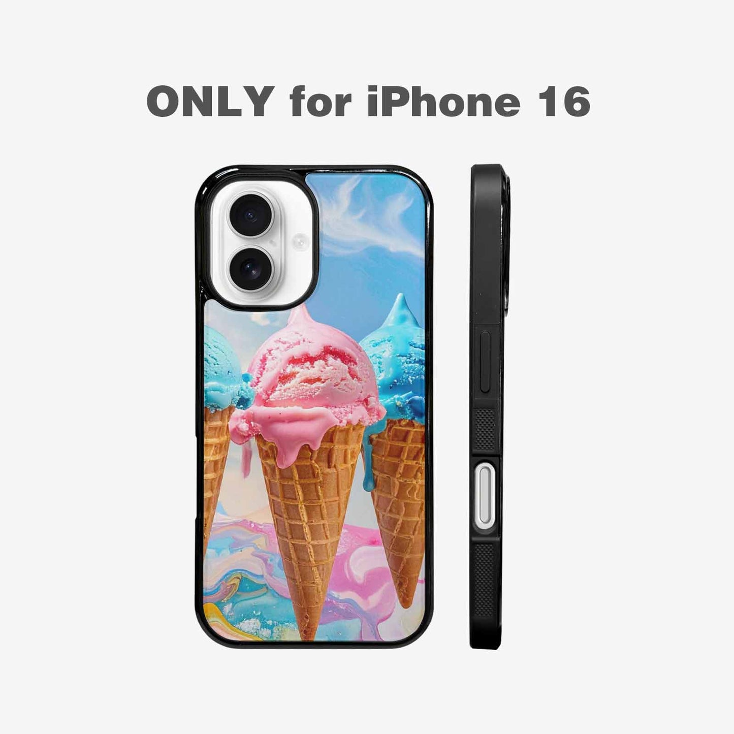 iPhone 16 Case — Collage Of Overlapping Waffle Cone Icecream, Custom Print Case Cover