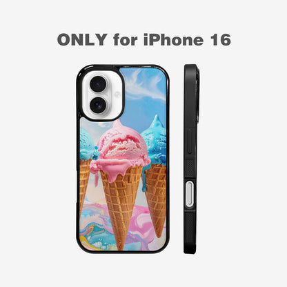 iPhone 16 Case — Collage Of Overlapping Waffle Cone Icecream, Custom Print Case Cover