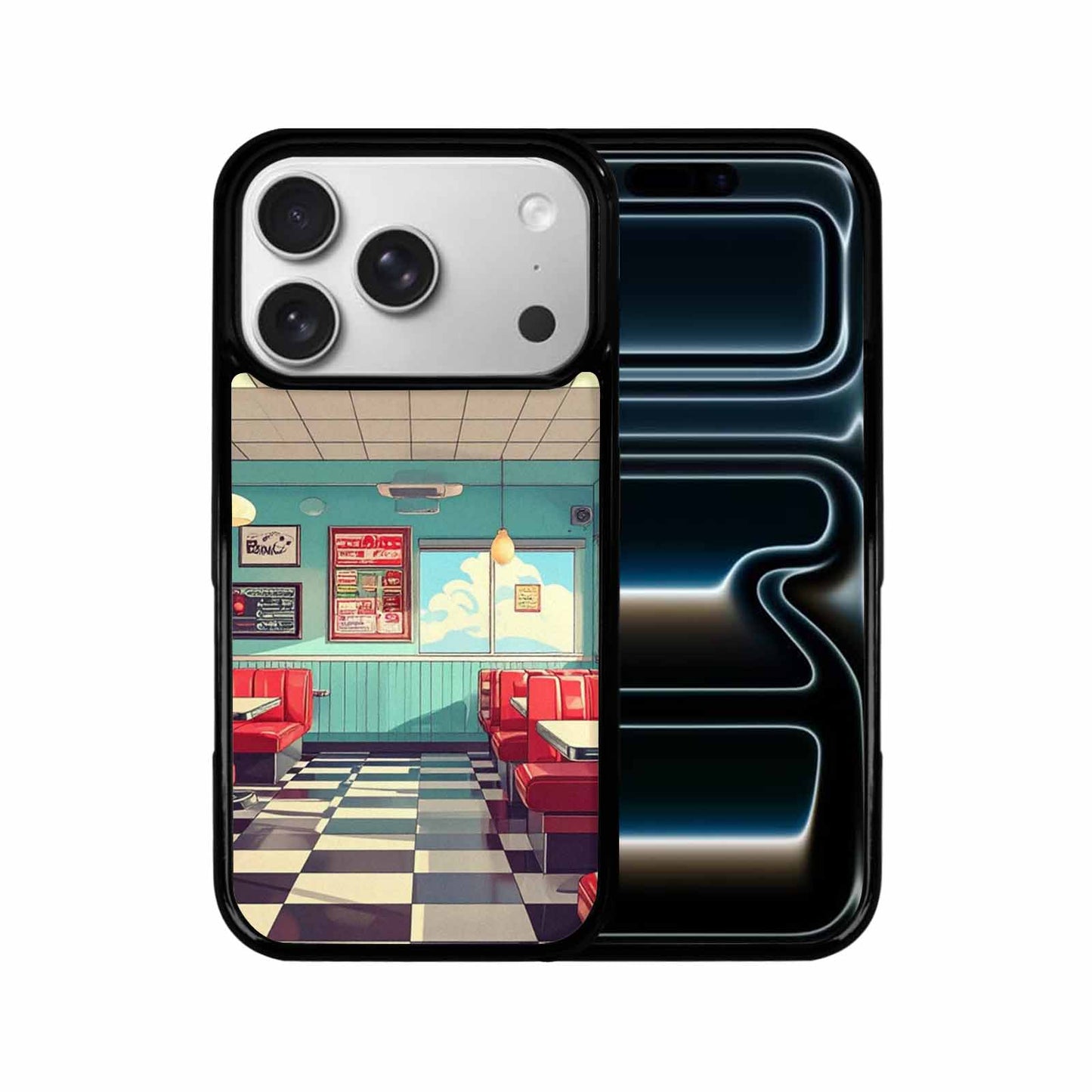 iPhone 17 Pro Case — Diner Cartoon Art Pattern Retro Vintage, Custom Phone Case
