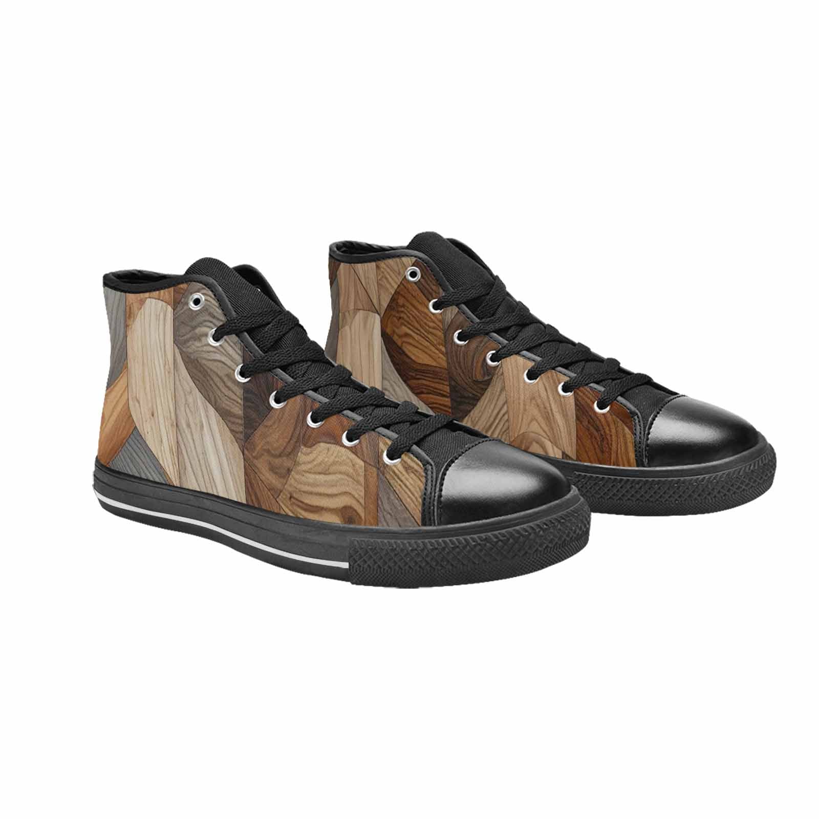 WOMEN'S Wood Grain Texture High Top Canvas Wallpaper Art Shoes