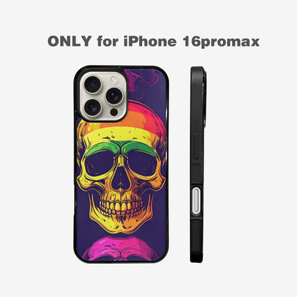 iPhone 16 Pro Max Case — Pride Flag Skulls Seamless Pattern Vibrant, Custom Designed Case Cover