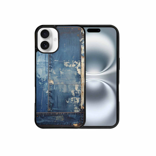 iPhone 16 Plus Case — Denim Distressed Textures Print Edge To, Custom Designed Case Cover
