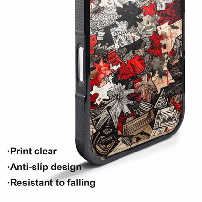 iPhone 17 Air Case — Black Red Ink Camo Patches Camo, Custom Print Case Cover