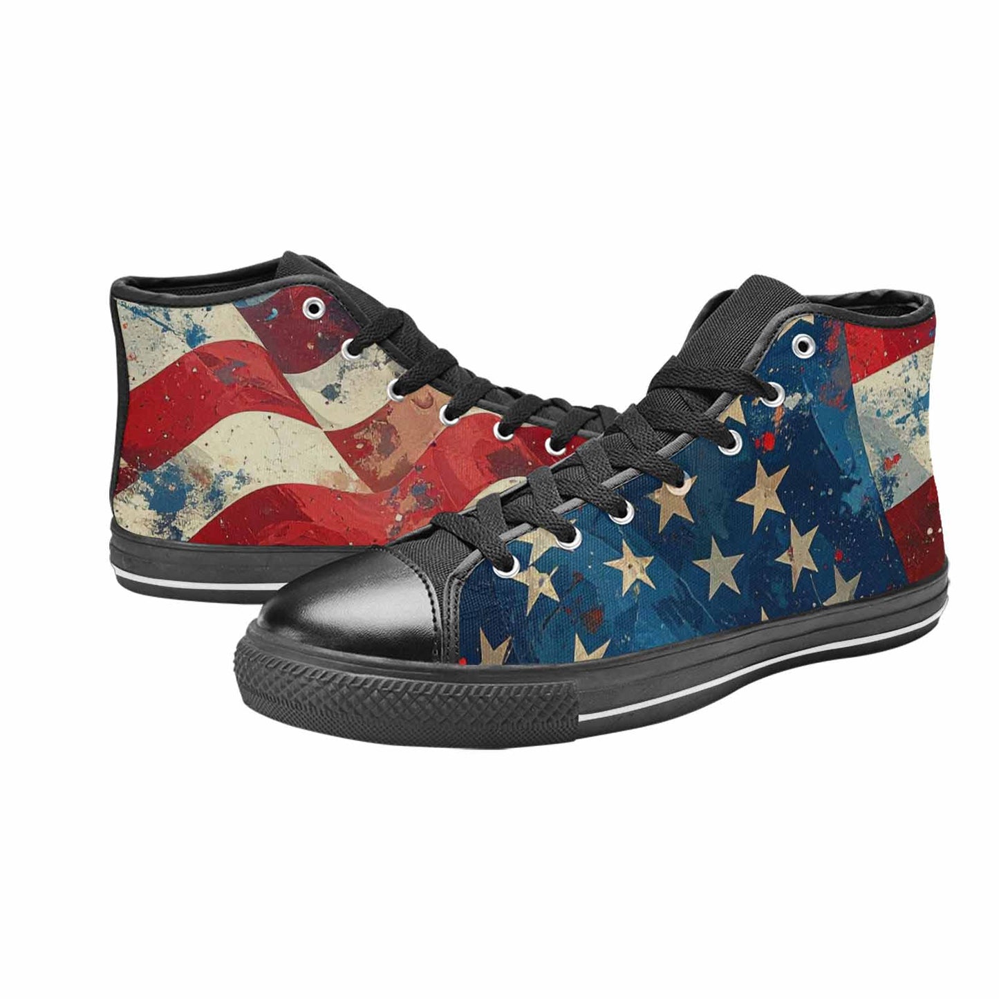 MEN'S American Flag Stars High Top Canvas Grunge Custom Sneakers