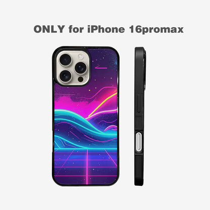 iPhone 16 Pro Max Case — 1980s Neon Cartoon Art Pattern, Custom Printed Phone Case
