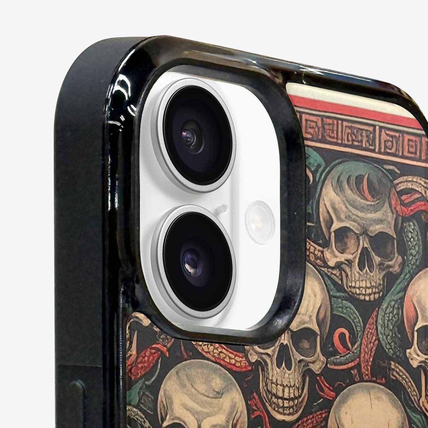 iPhone 16 Case — Traditional Tattoo Style Skulls Entwined With, Custom Made Phone Cover