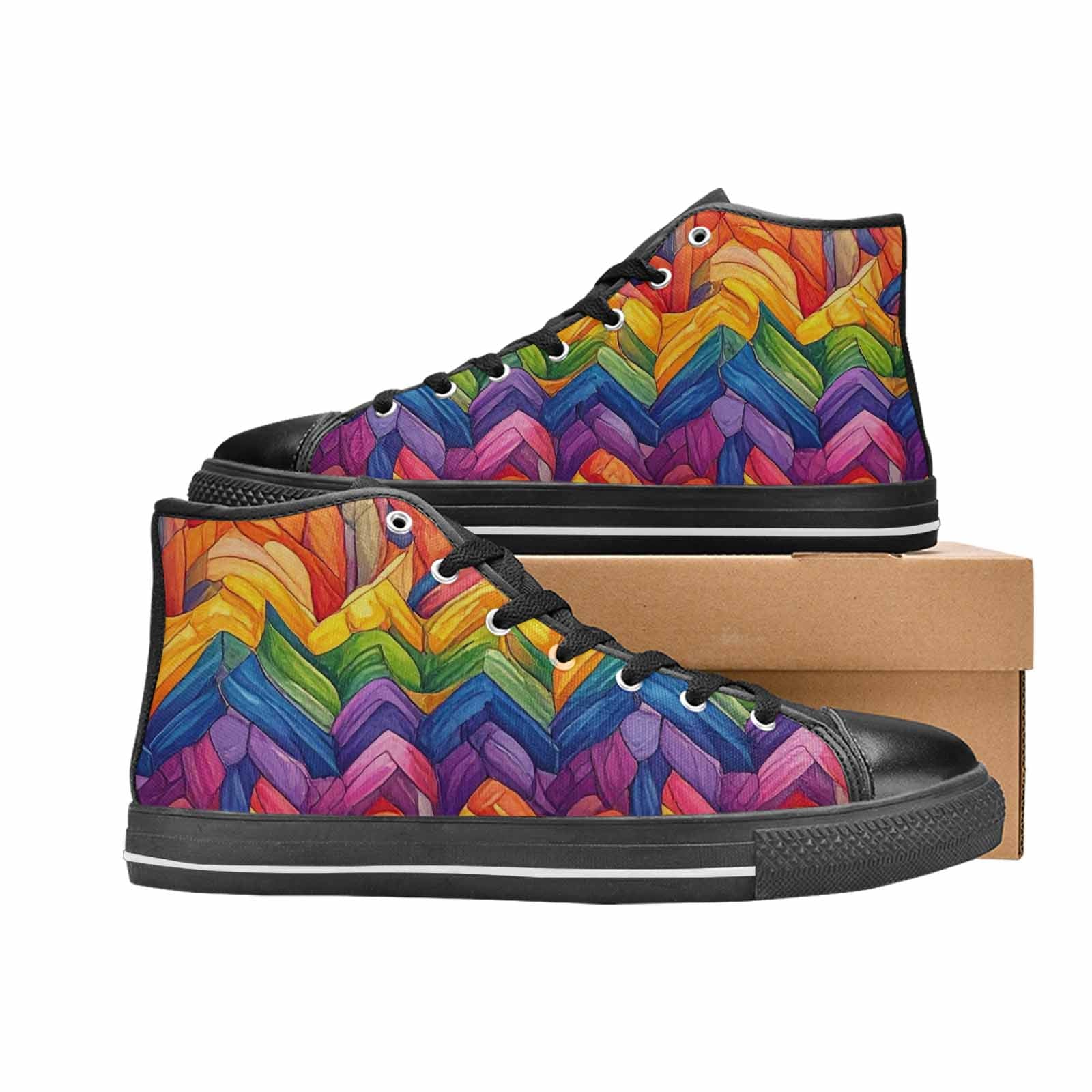 MEN'S Transgender Flag Color High Top Canvas Cottagecore Custom Shoes