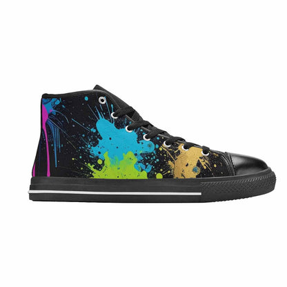 WOMEN'S Paint Splatter High Top Canvas Dark Academia Sneakers