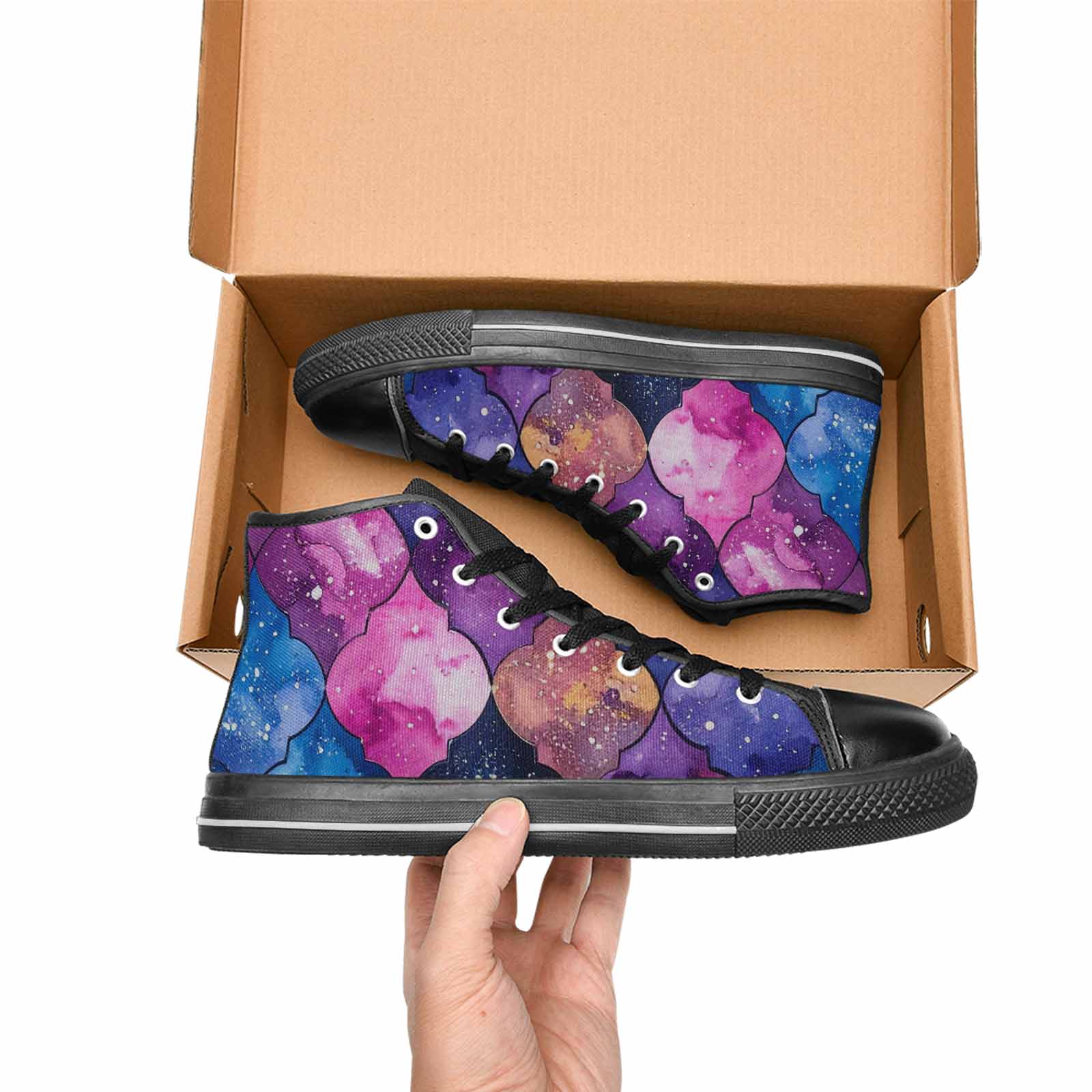MEN'S Galaxy Stars Nebula High Top Canvas Grunge Custom Sneakers