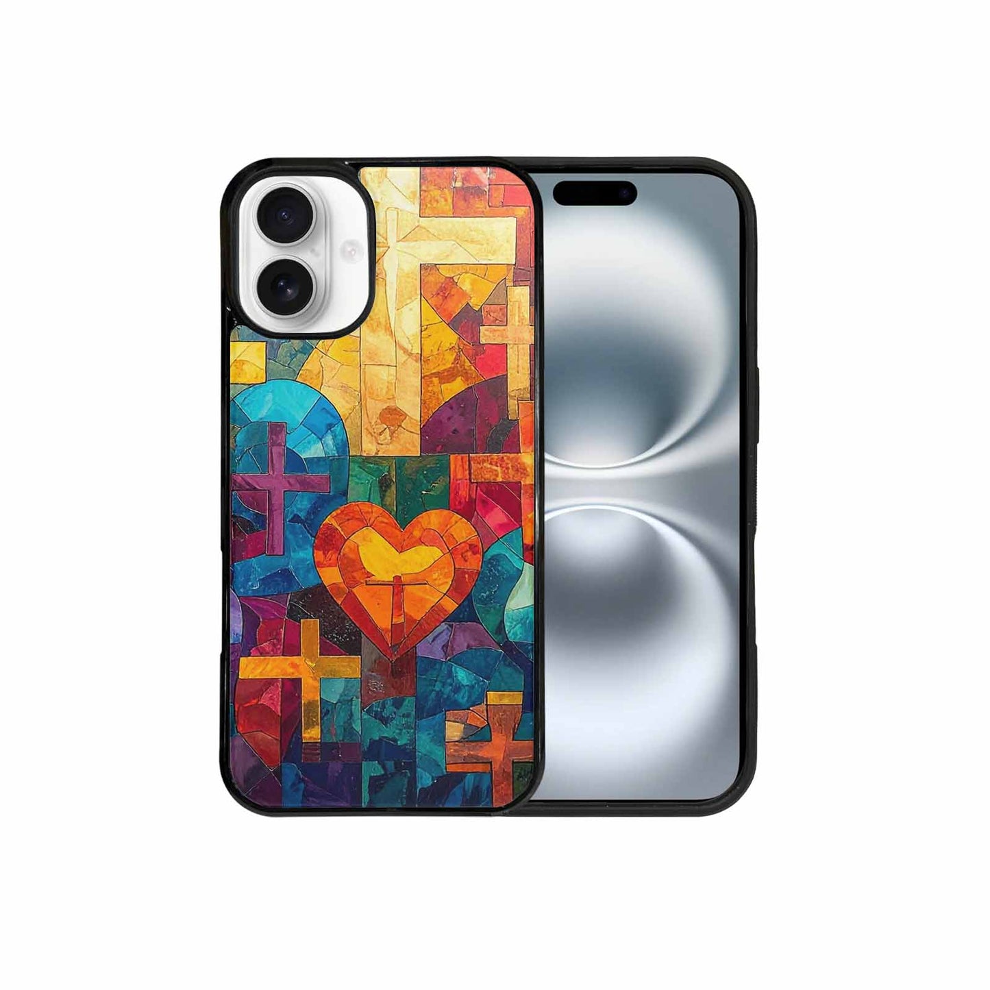 iPhone 16 Plus Case — Faith Cross And Faith Icons Pattern, Personalized Phone Case
